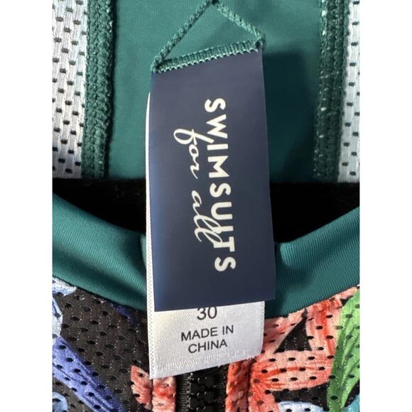 Swimsuits For All Rashguard Women’s Plus Size 30 Floral Hawaiian Swim Top Zip - Picture 9 of 10